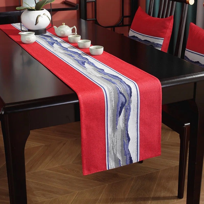 Bluejw Modern Table Runner Linen Embroidered Table Runner Easy-Care Table Runner - Image 1